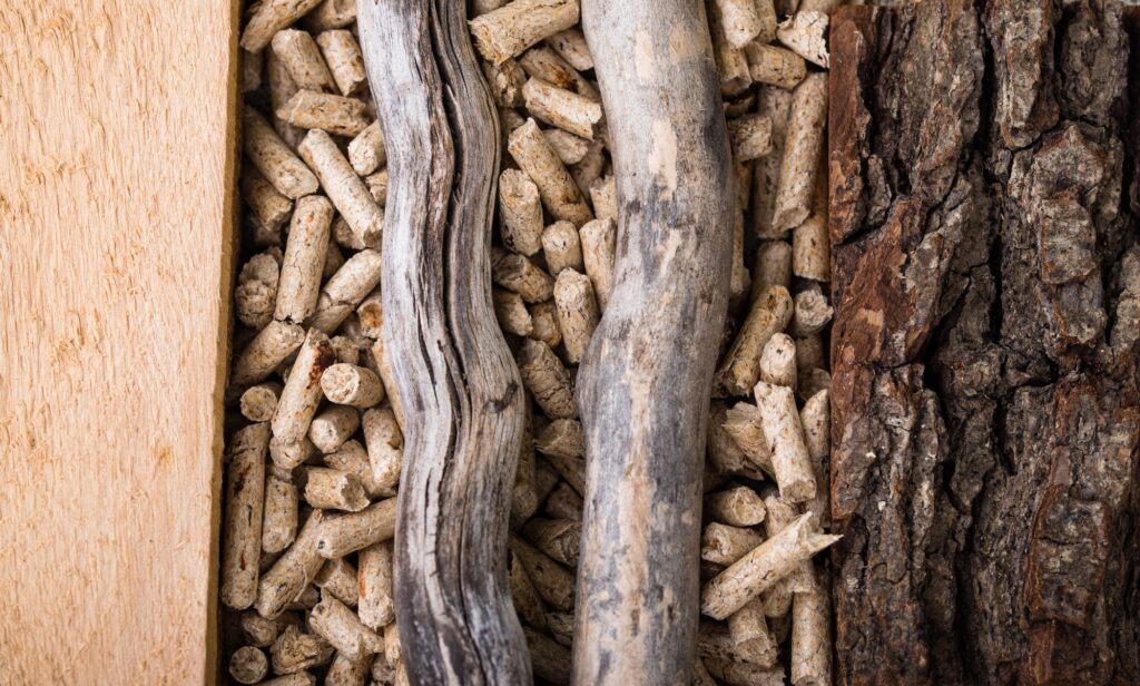 Eco fuel wooden pellets with firewood